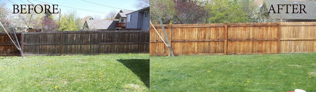 before-after powerwashed fence
